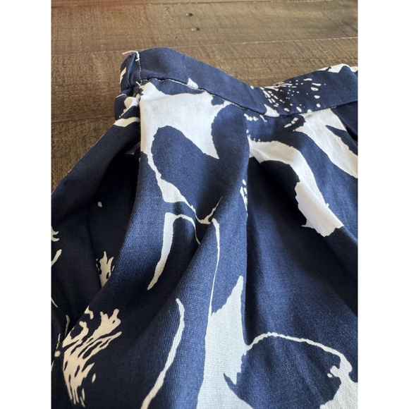 Women’s Floral Blue-White A Line Skirt Zipper Closure Pockets Elastic Waist - Picture 11 of 14